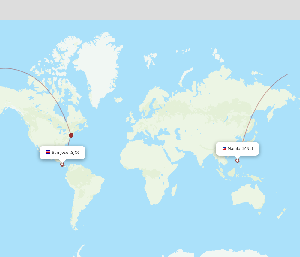 SJO to MNL flights and routes map