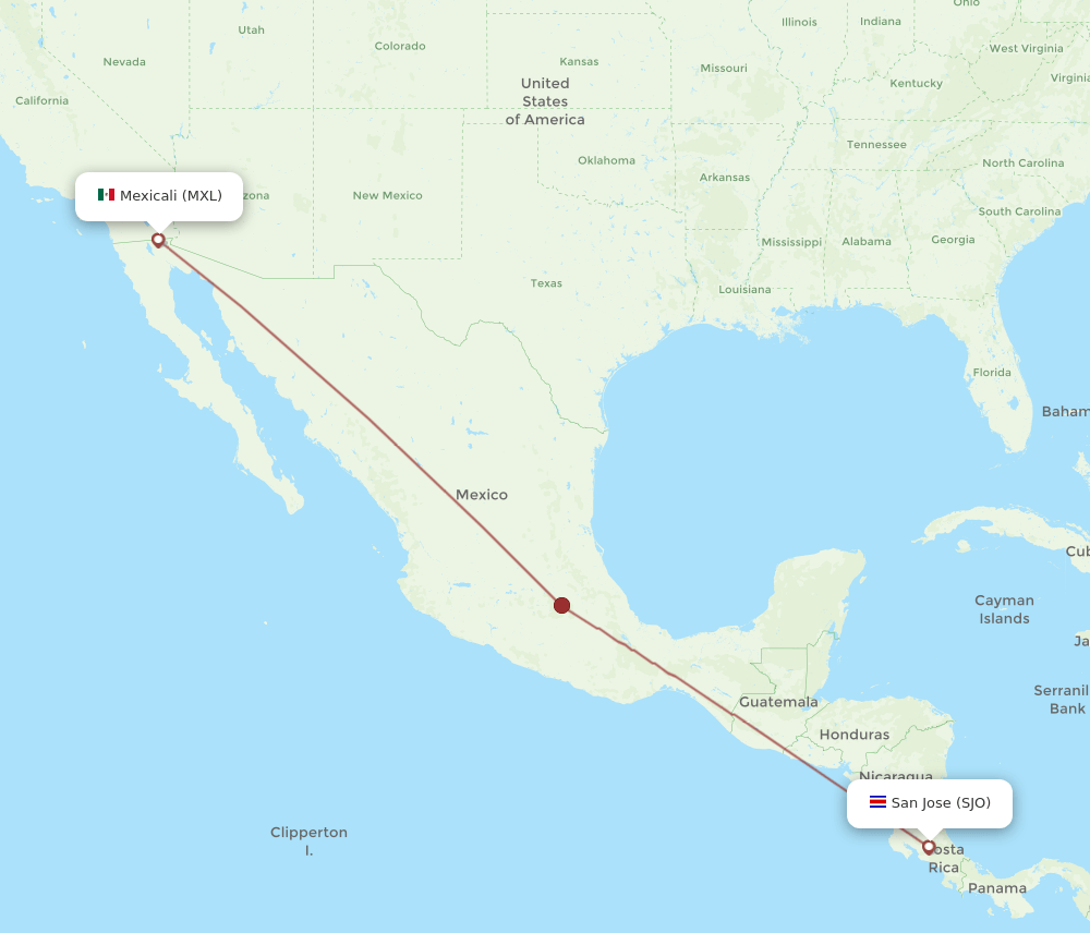 SJO-MXL flight routes