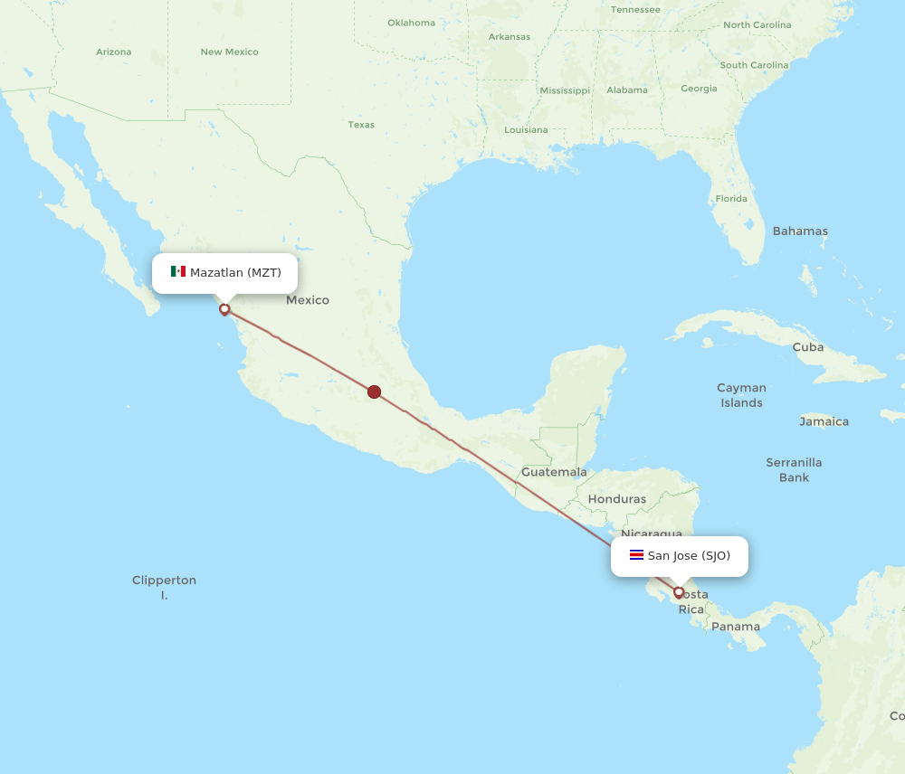 SJO-MZT flight routes