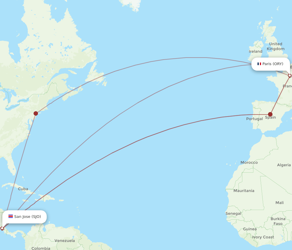SJO-ORY flight routes