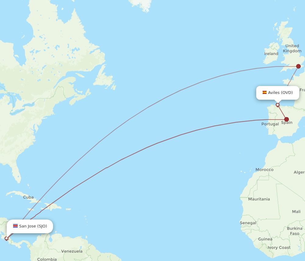 SJO-OVD flight routes