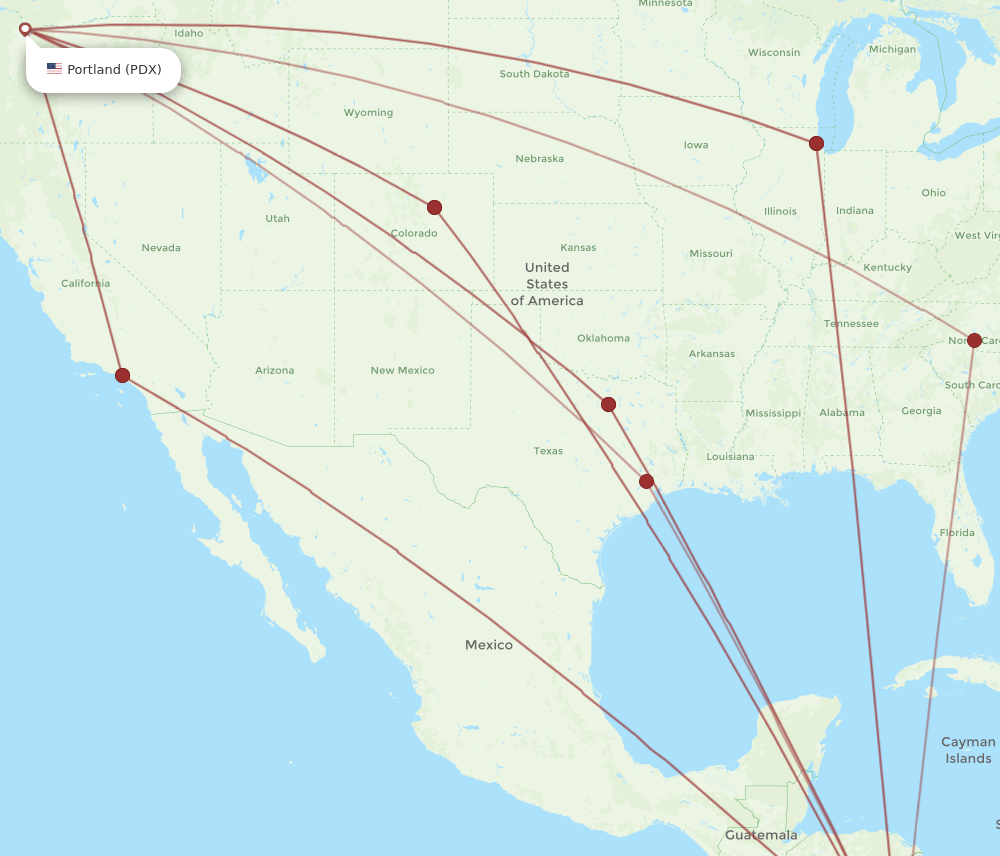 SJO-PDX flight routes