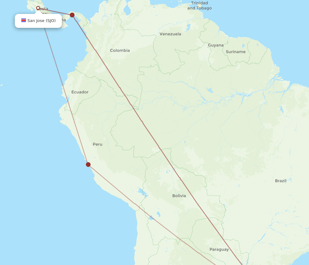SJO to POA flights and routes map