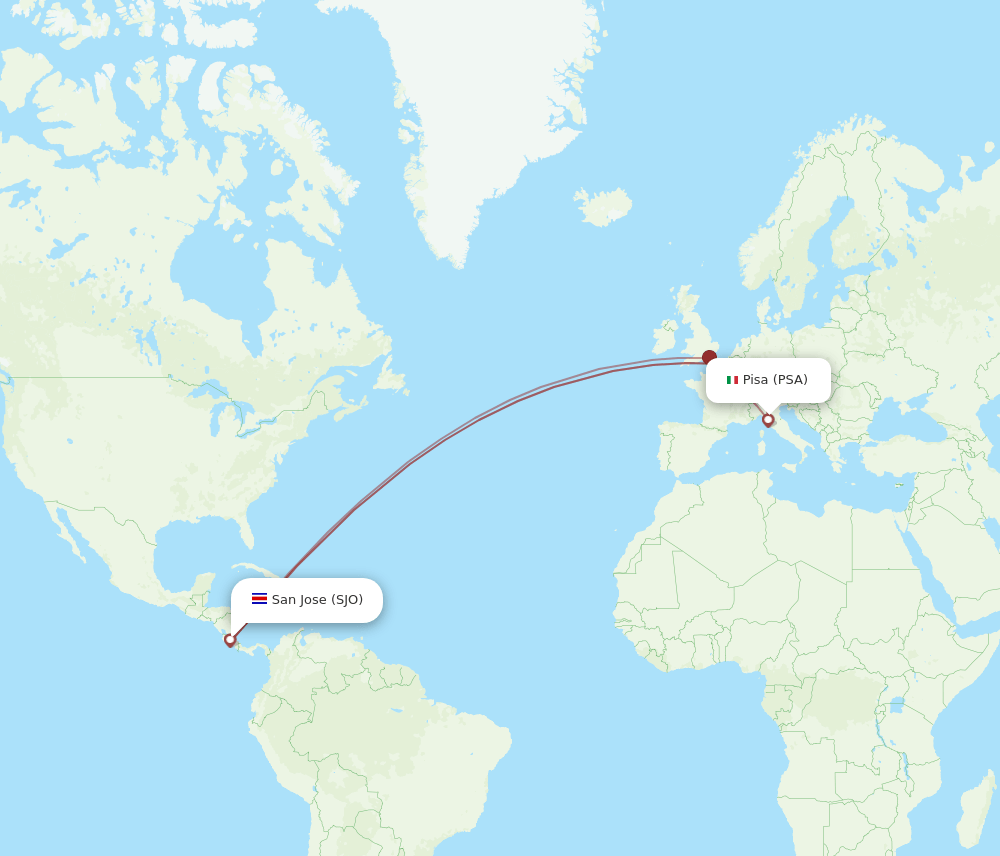 SJO to PSA flights and routes map
