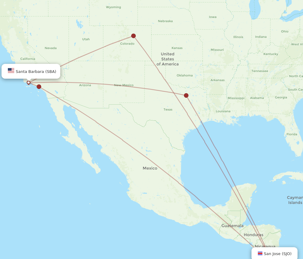 SJO-SBA flight routes