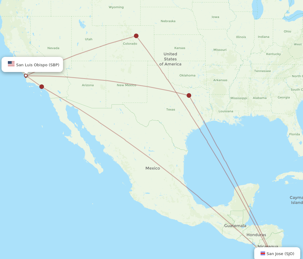 SJO-SBP flight routes