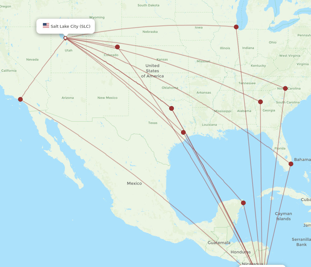 SJO-SLC flight routes