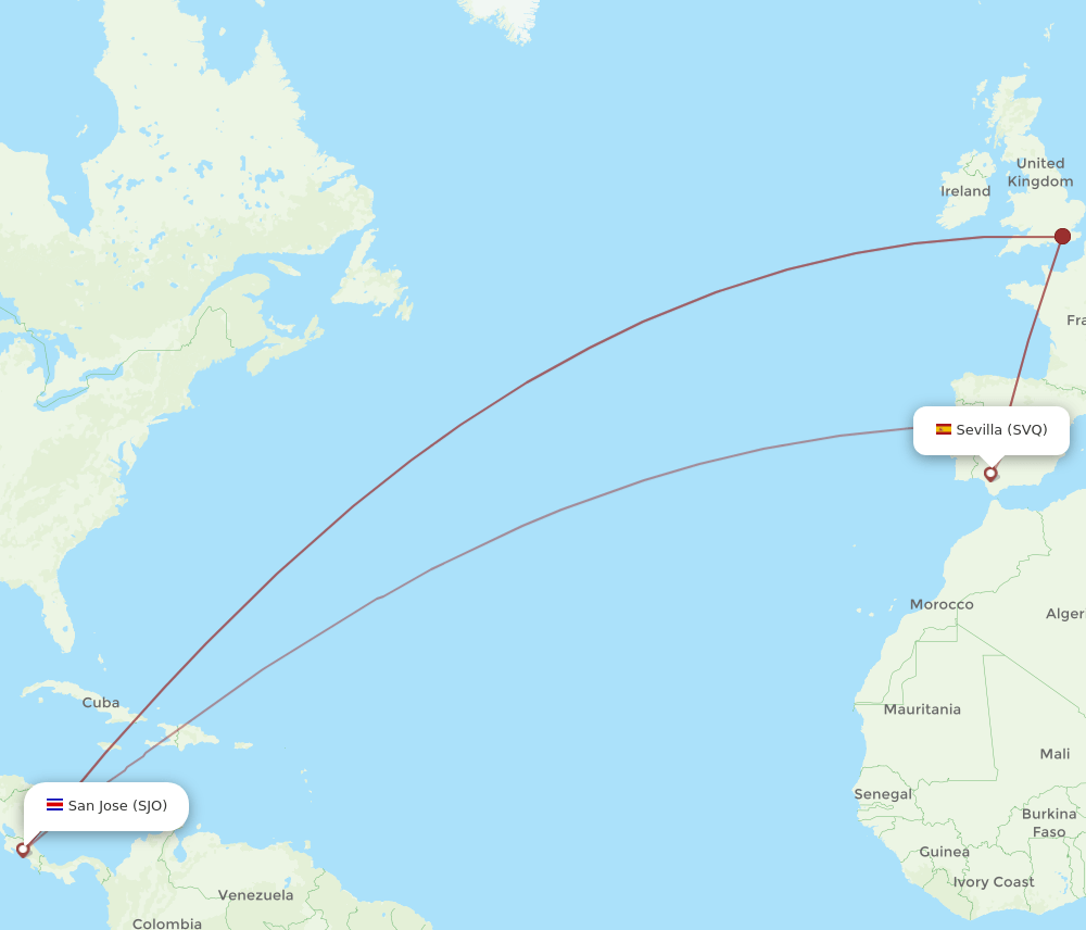SJO-SVQ flight routes
