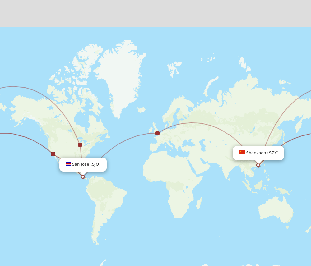 SJO-SZX flight routes