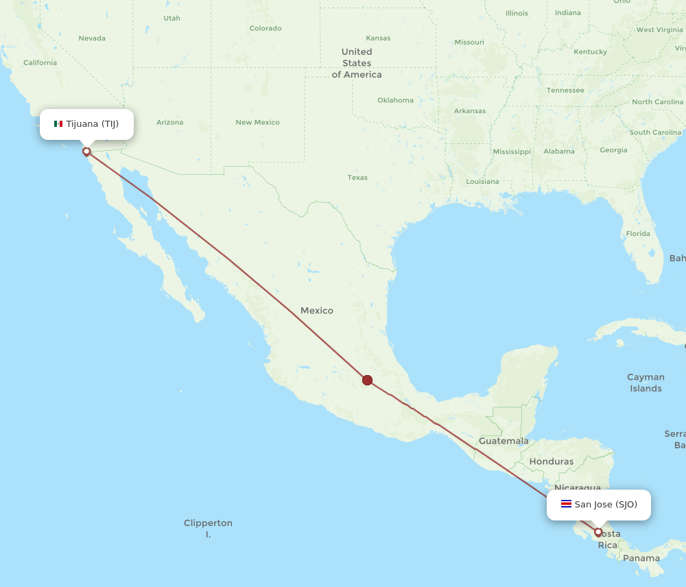 SJO-TIJ flight routes