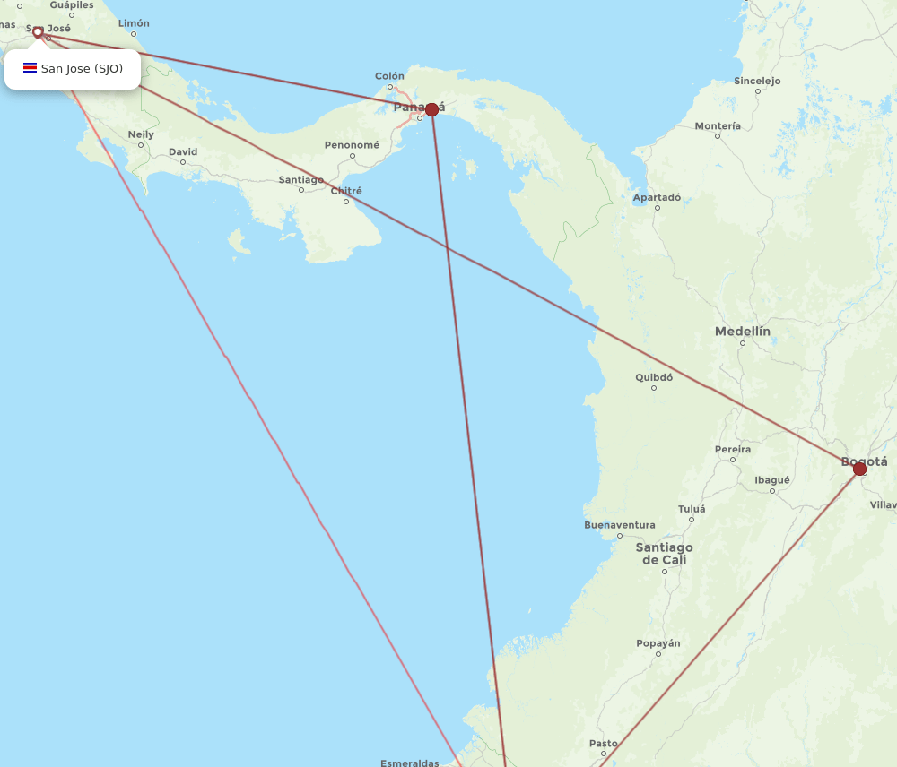 SJO-UIO flight routes
