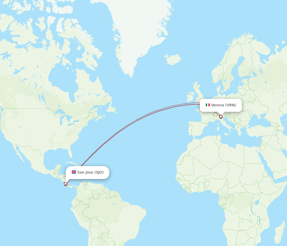 SJO-VRN flight routes