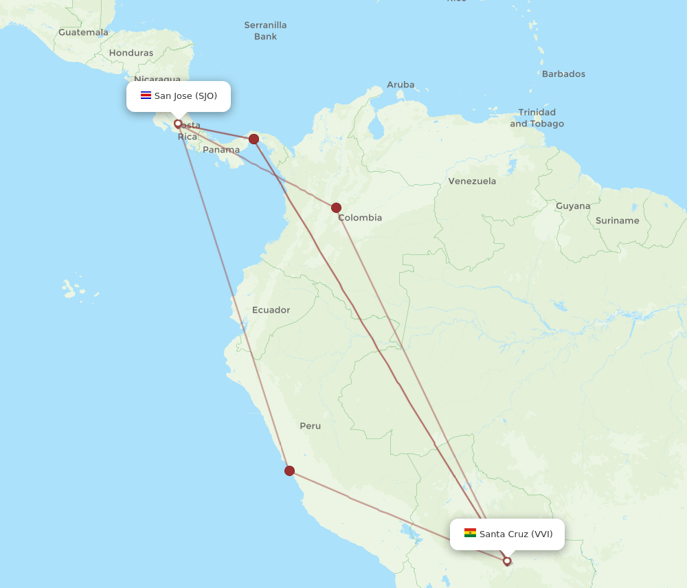 SJO-VVI flight routes