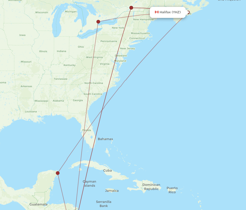 SJO-YHZ flight routes
