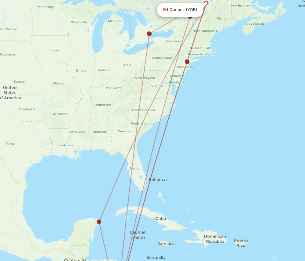 SJO-YQB flight routes
