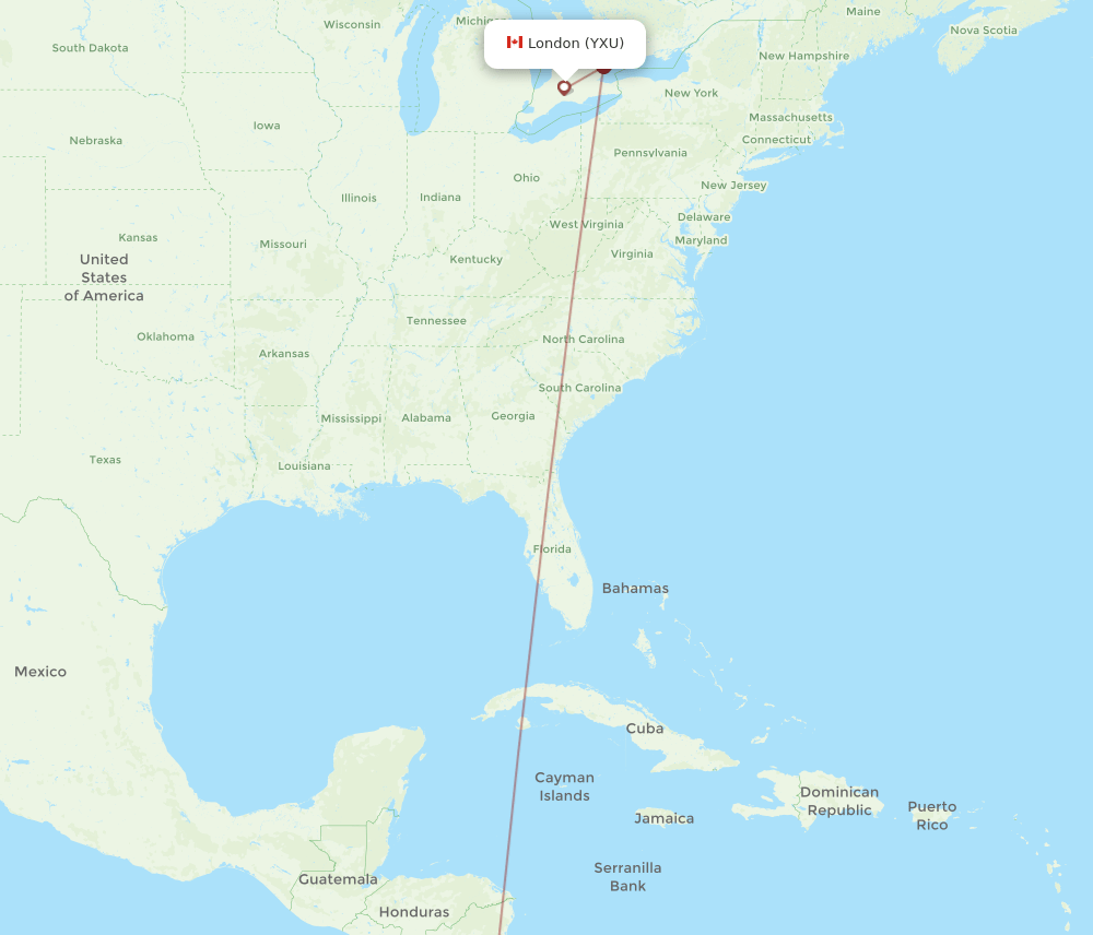 London - San Jose route map and flight paths