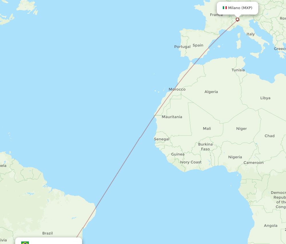 MXP to SJP flights and routes map