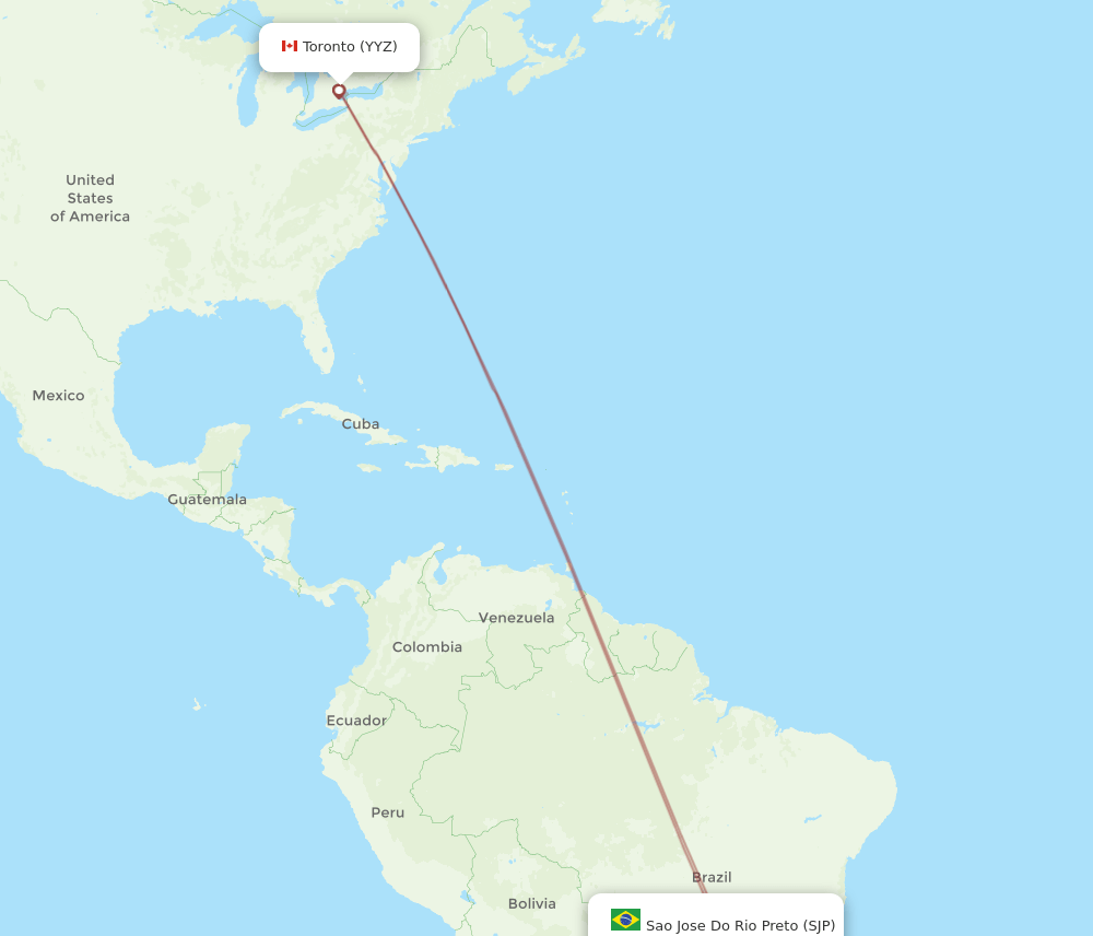 YYZ to SJP flights and routes map