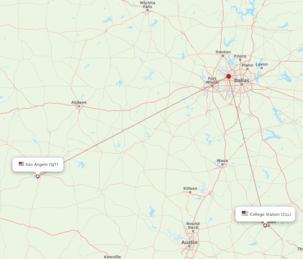 SJT-CLL flight routes