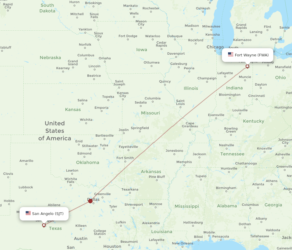 SJT-FWA flight routes