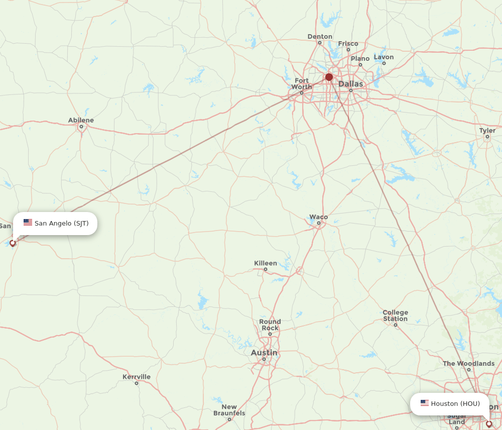SJT-HOU flight routes