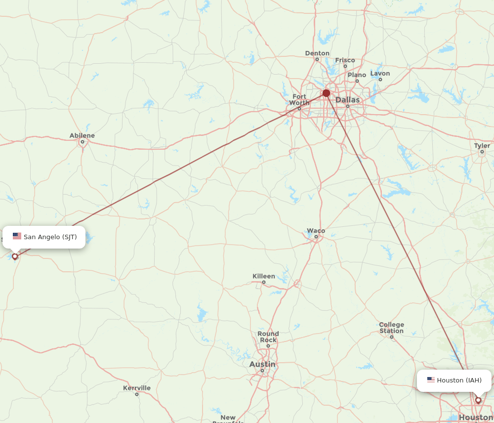 SJT-IAH flight routes