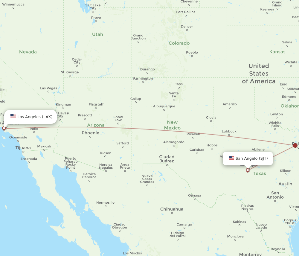 SJT-LAX flight routes