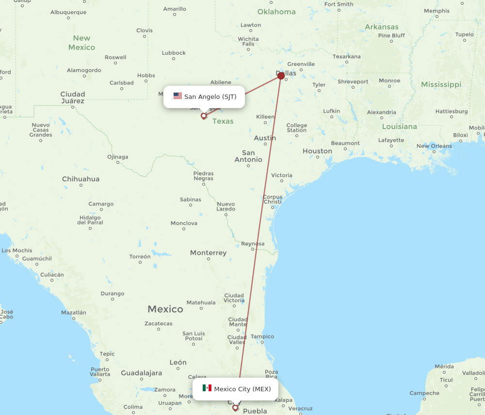 SJT-MEX flight routes