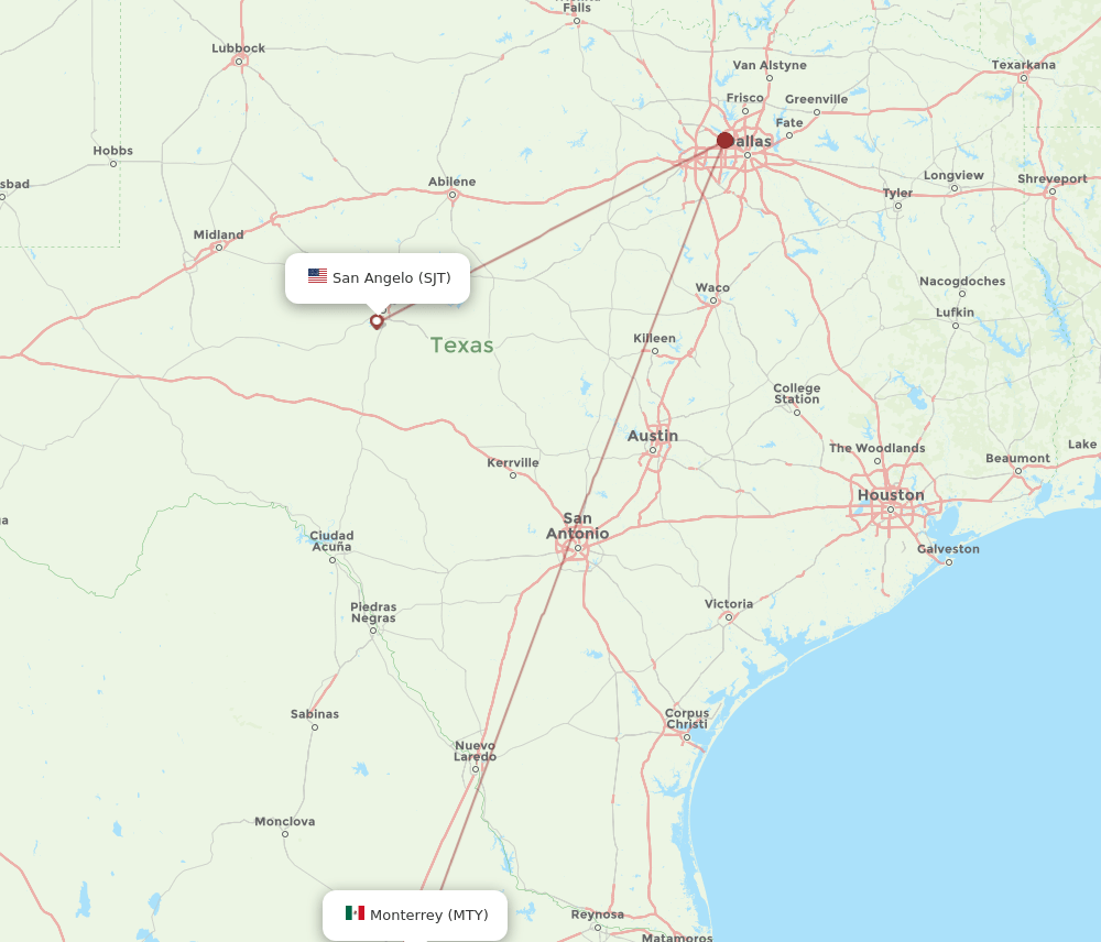 SJT-MTY flight routes