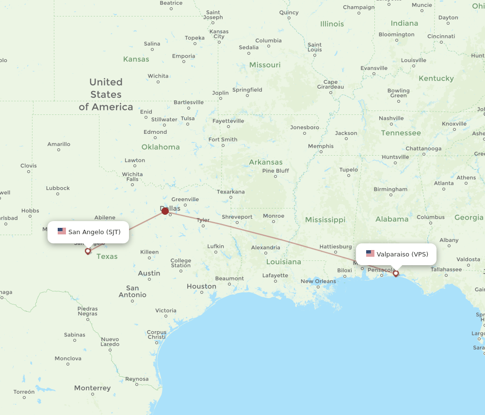 SJT-VPS flight routes