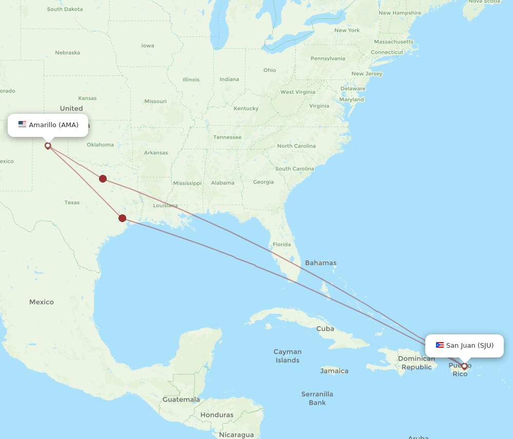 SJU-AMA flight routes