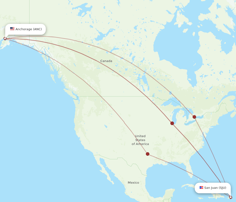 SJU-ANC flight routes