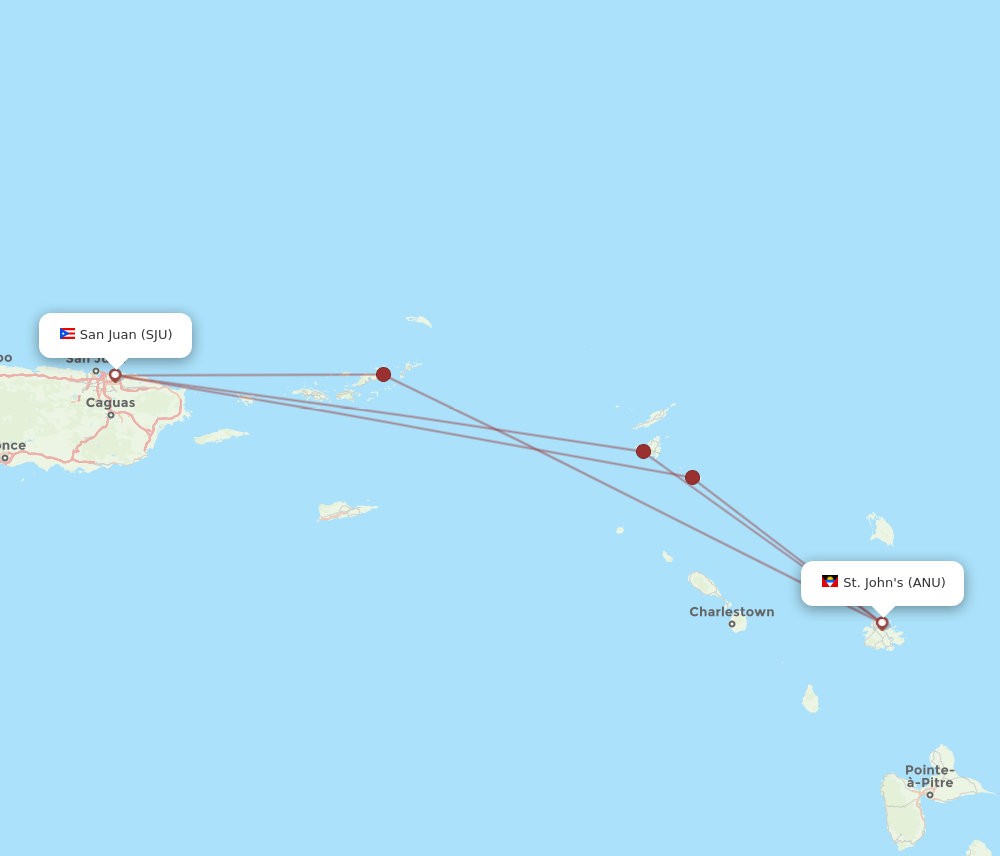 SJU to ANU flights and routes map