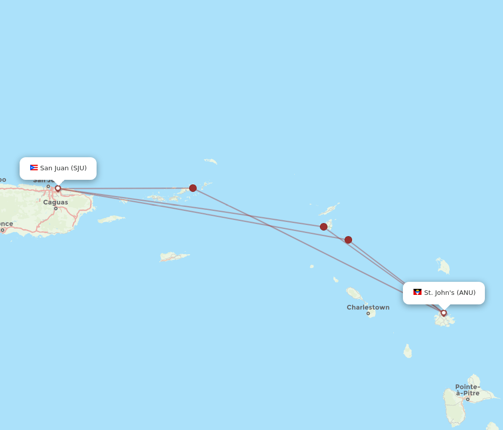 SJU-ANU flight routes