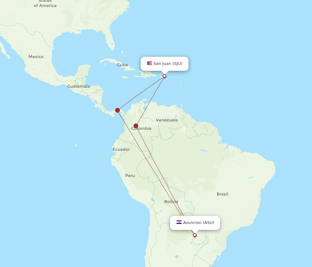 SJU-ASU flight routes