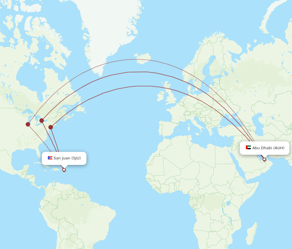 SJU-AUH flight routes