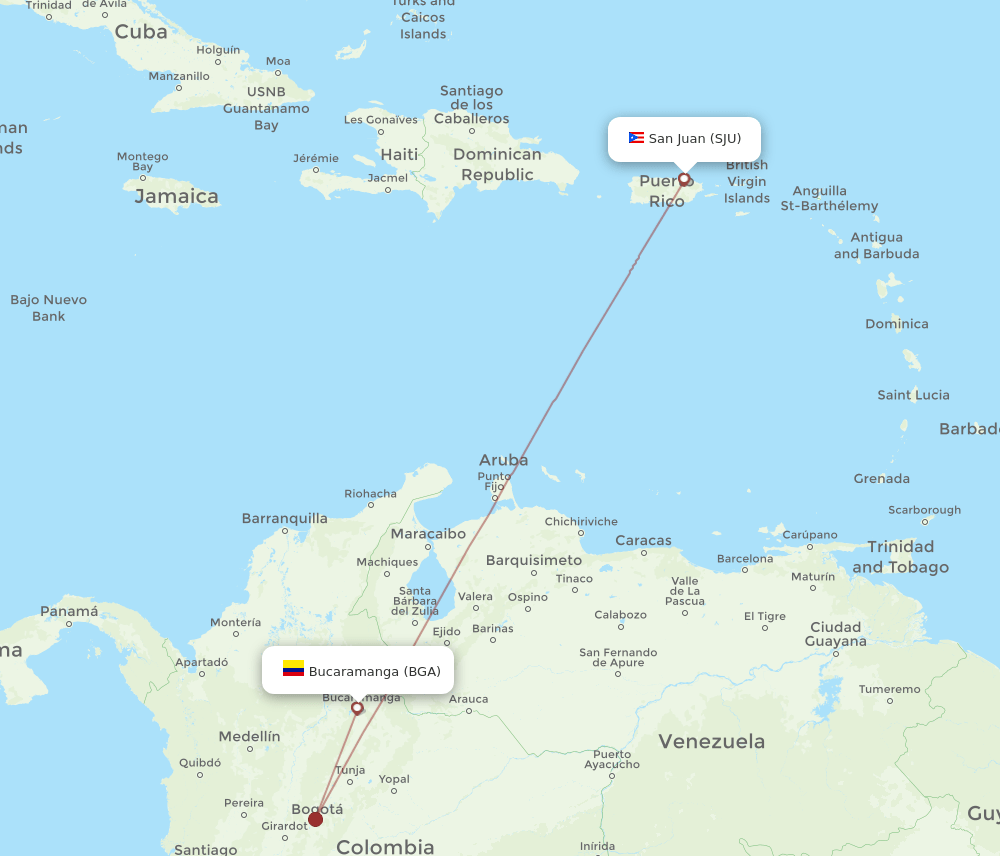 SJU-BGA flight routes