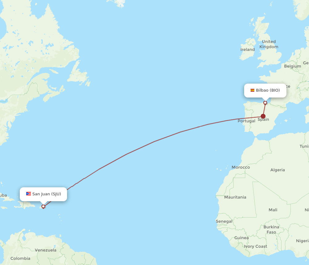 SJU-BIO flight routes