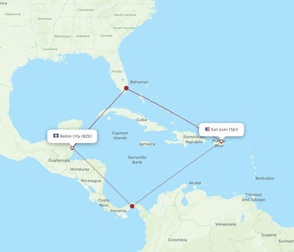 SJU-BZE flight routes