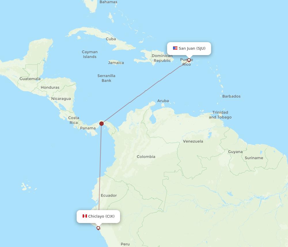 SJU-CIX flight routes