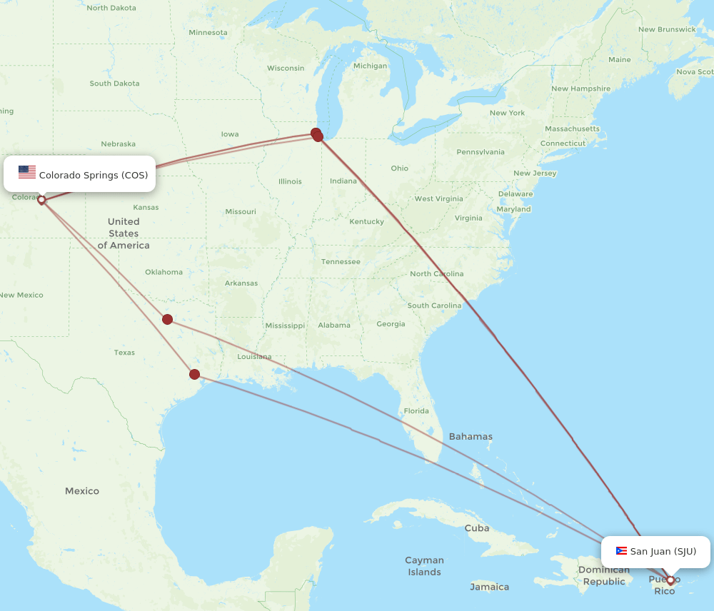 SJU-COS flight routes