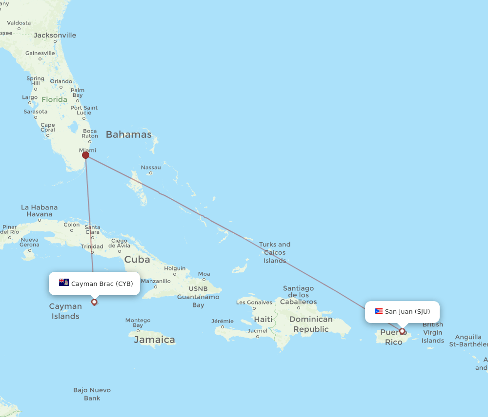 SJU-CYB flight routes