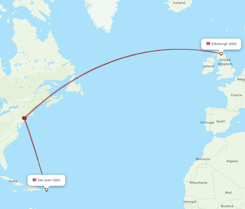 SJU-EDI flight routes