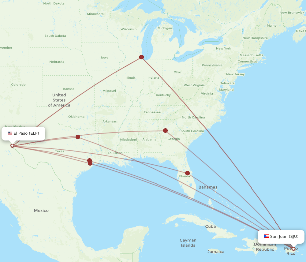 SJU-ELP flight routes