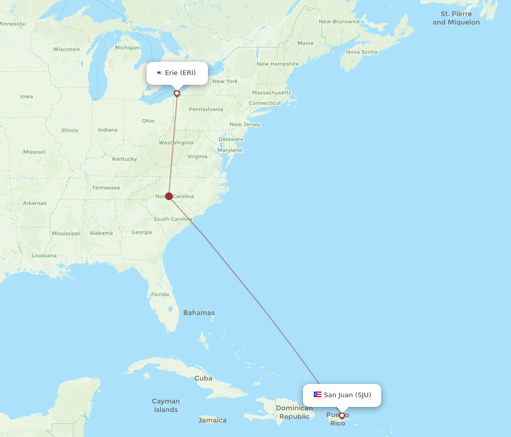 SJU-ERI flight routes
