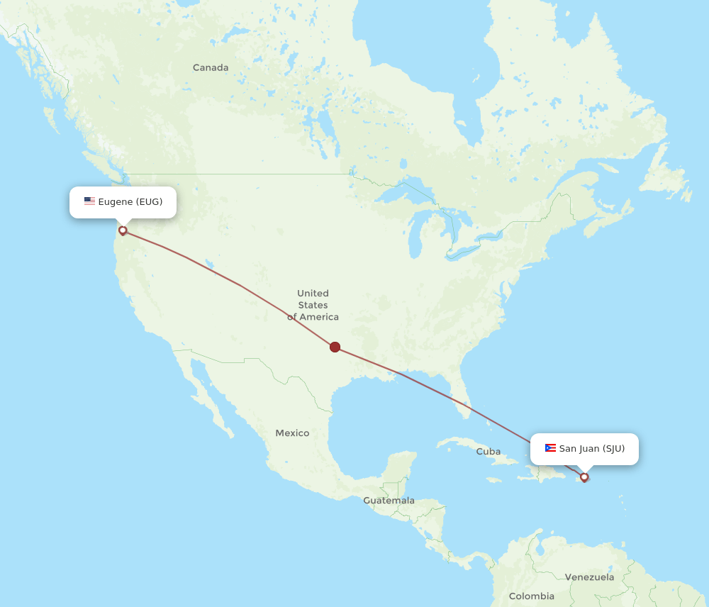 SJU-EUG flight routes