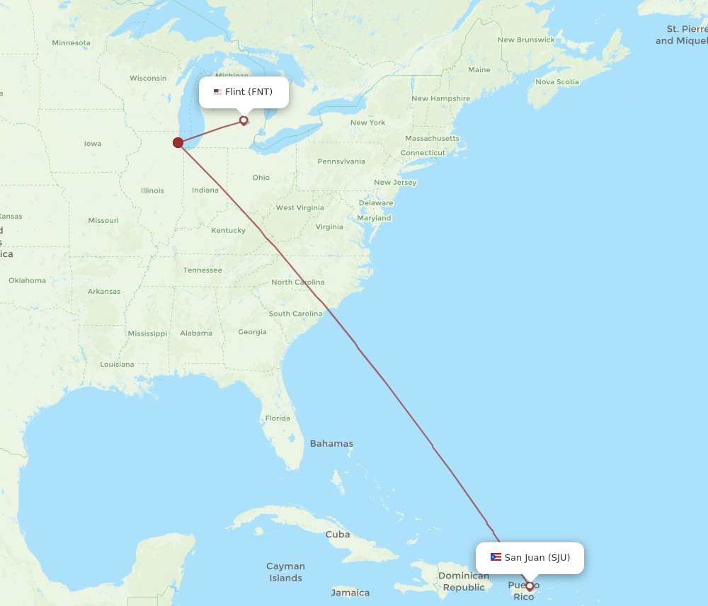 SJU-FNT flight routes