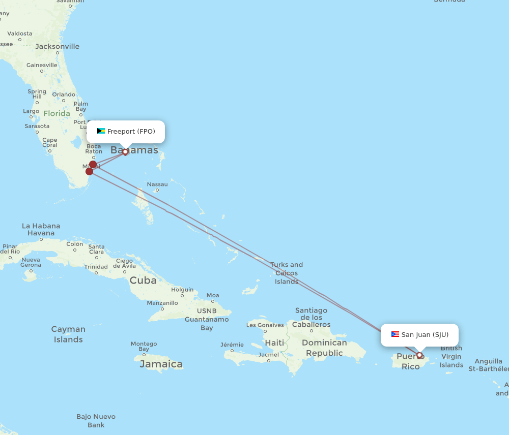 SJU-FPO flight routes