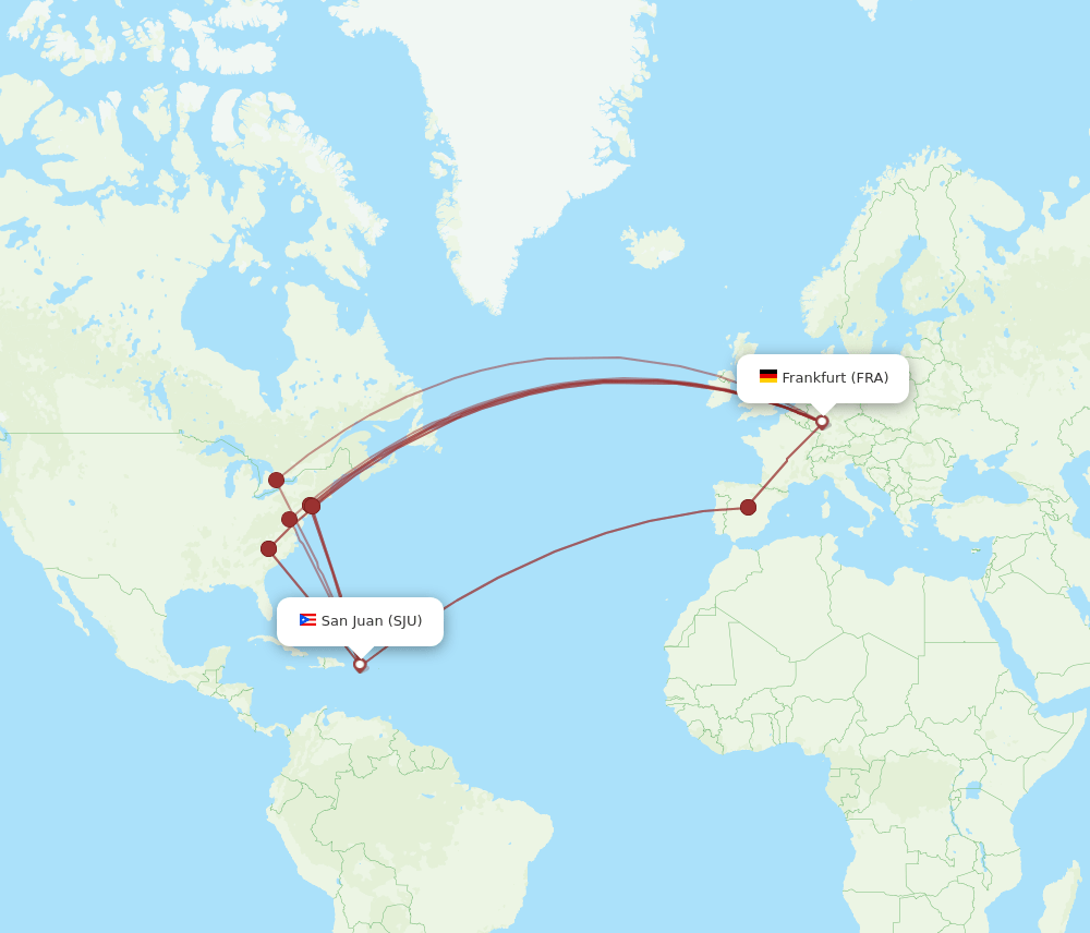 SJU-FRA flight routes