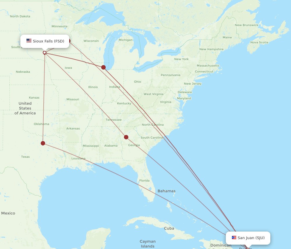 SJU-FSD flight routes